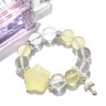 Natural White Crystal Bracelet with Lemon Yellow Nine-Tailed Fox Pendant