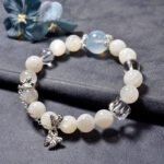 Natural White Moonstone and Aquamarine Butterfly Bracelet – Elegant and Unique