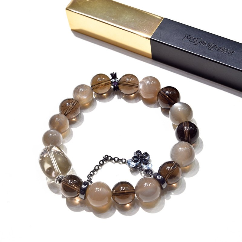 Black Bone Crystal & Tea Crystal Bracelet – Unisex Design