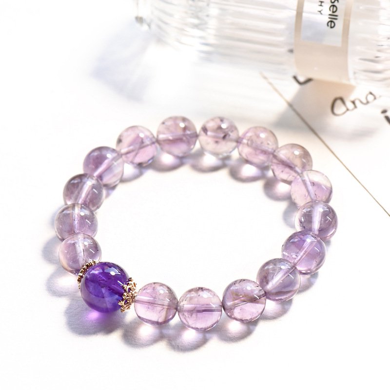 Natural Amethyst & Purple Rabbit Hair Crystal Bracelet – Simple & Elegant Korean Style