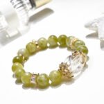 Natural Xiuyu Jade Bracelet – Green Tea & Milk Cap Design