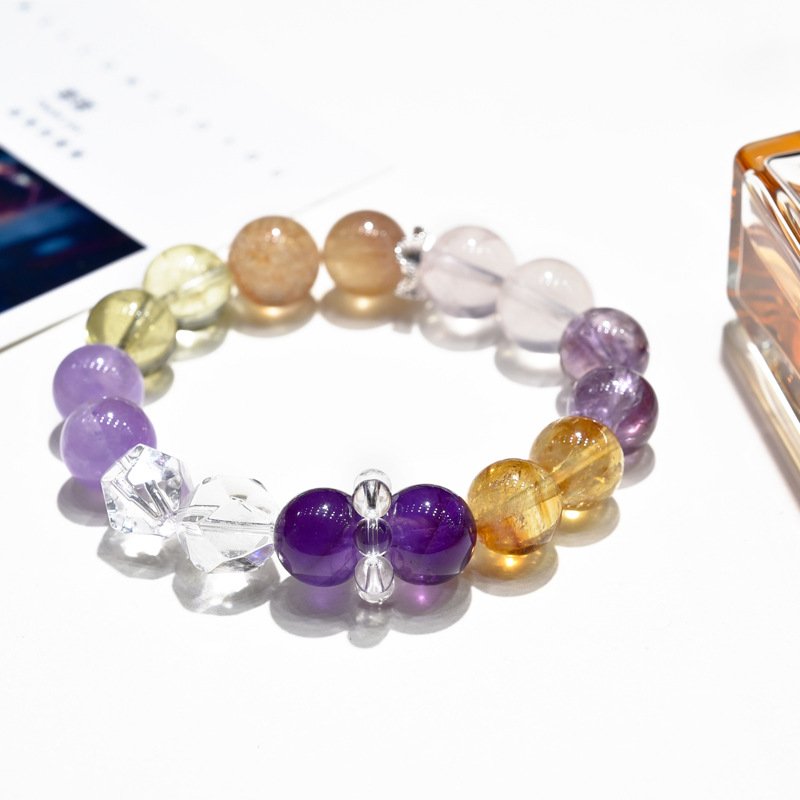 Natural Multi-Stone Bracelet – Amethyst, Citrine & Rose Quartz