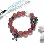 Natural Strawberry Quartz Bracelet – Butterfly Charm Design