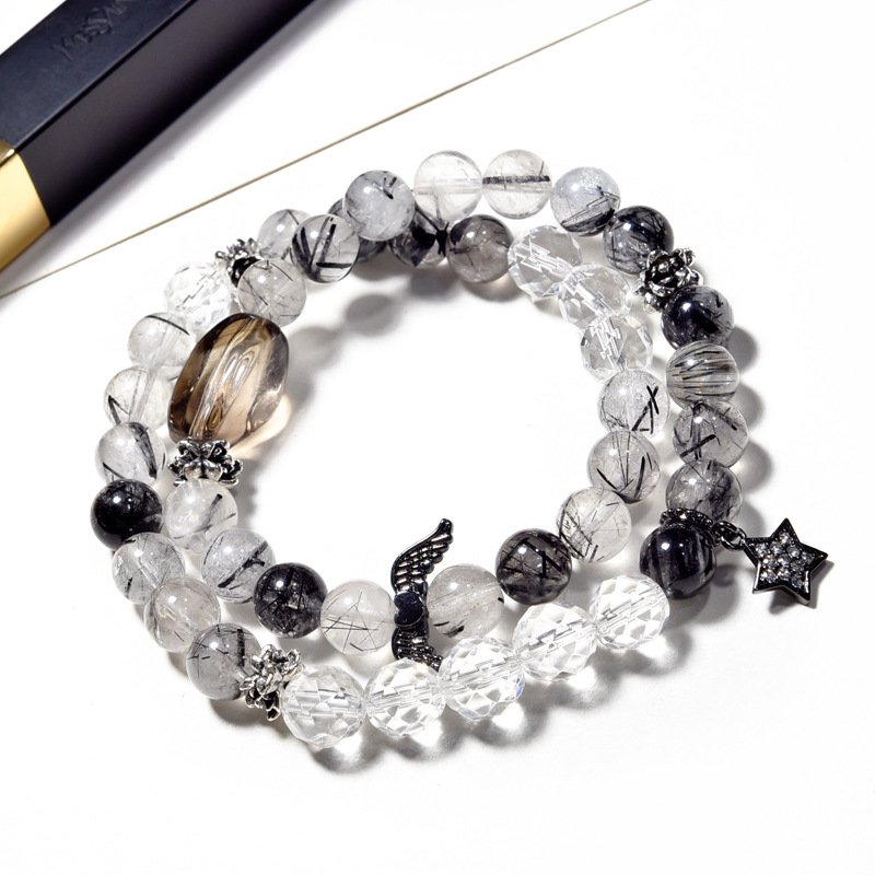 Multi-Wrap Black Rutilated Quartz Bracelet – Unique & Stylish