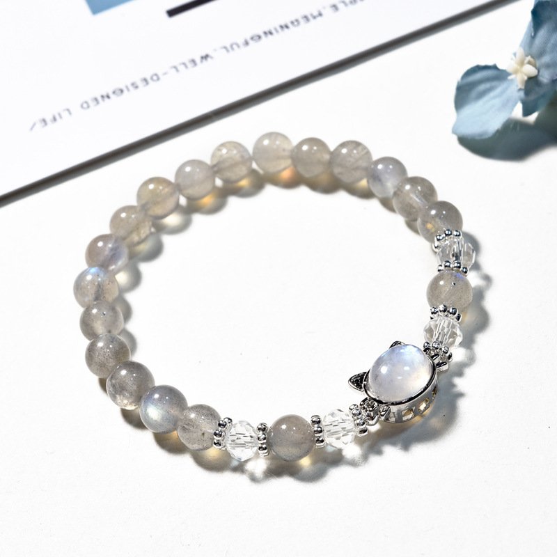 Original Design Gray Moonstone Cat Head Bracelet