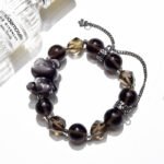 Tea Quartz & Silver Obsidian Bear Bracelet