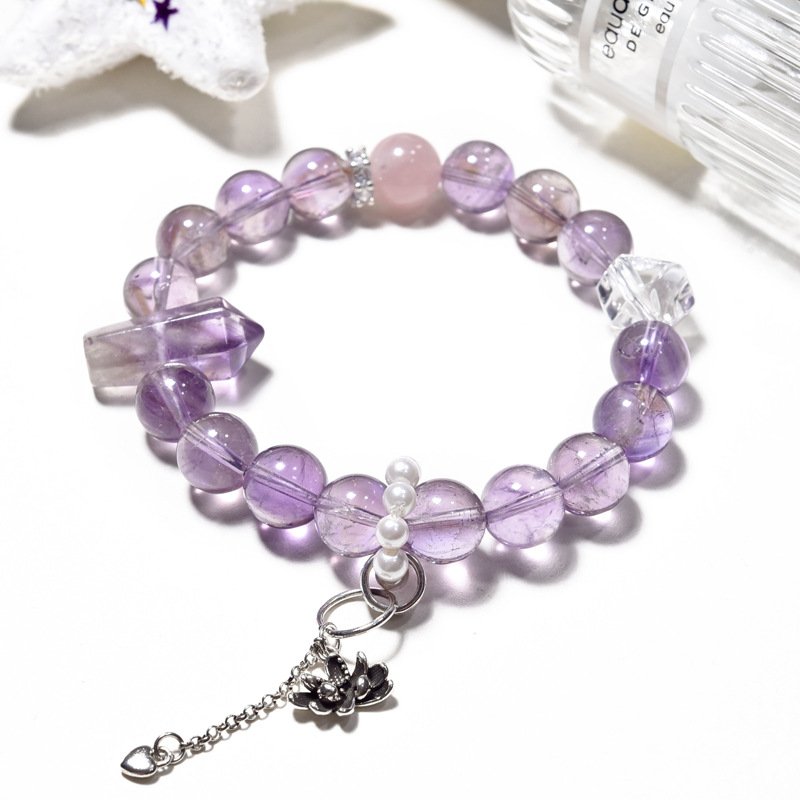 Natural Amethyst & Purple Quartz Bracelet