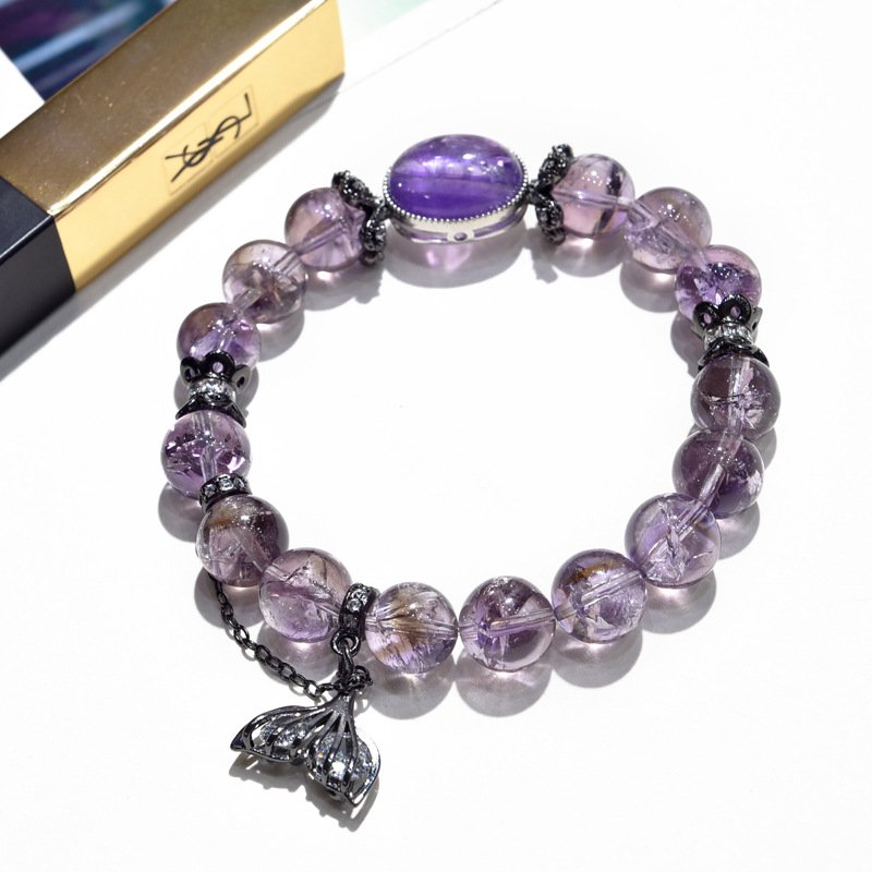 Amethyst and Purple Crystal Beaded Bracelet