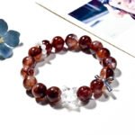 Natural Red Crystal and Red Flower Quartz Bracelet