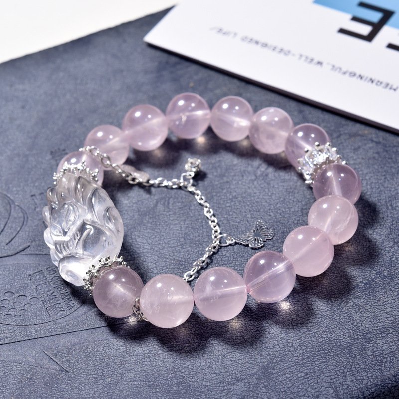 Natural Pink Quartz Nine-Tailed Fox Bracelet