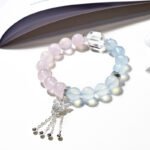 Natural Pink Quartz and Aquamarine Beaded Bracelet