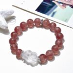 Natural Strawberry Quartz and White Crystal Little Dragon Girl Bracelet