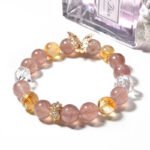 Natural Strawberry Quartz and Yellow Assay Butterfly Design Bracelet