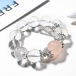 Natural White Quartz & Pink Crystal Bracelet