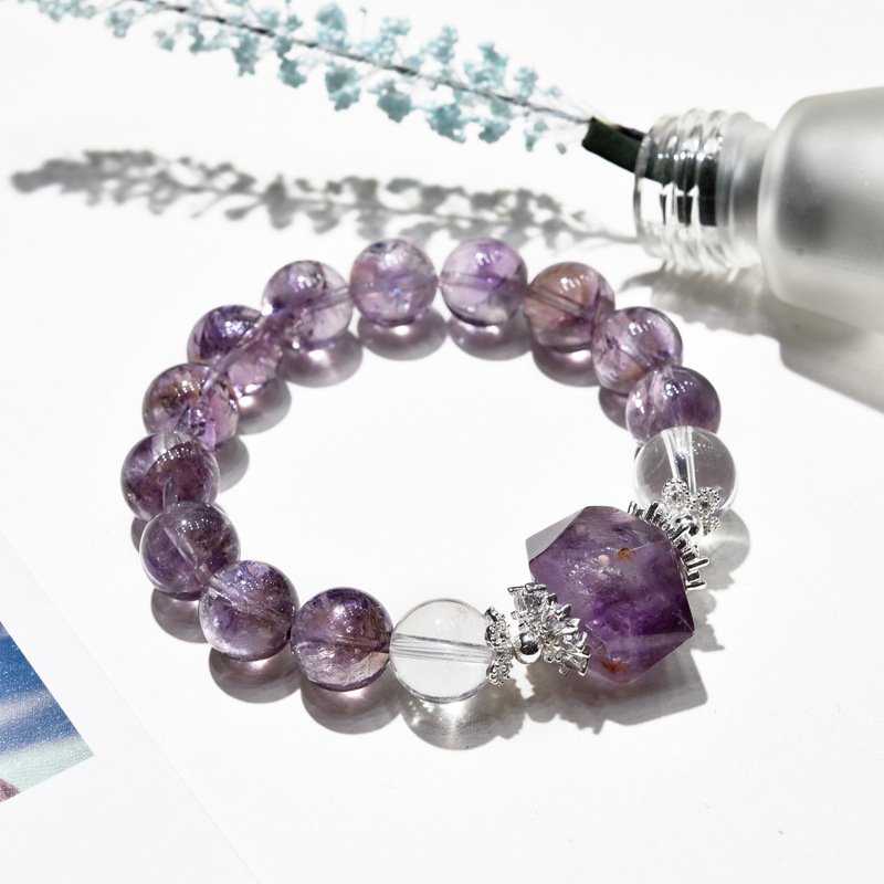 “Natural Amethyst Bracelet – Purple Ametrine Beaded Bracelet”