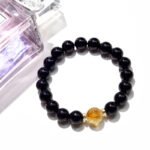 Natural Black Tourmaline Bracelet with Yellow Tower Quartz