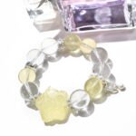 Natural White Crystal Bracelet with Lemon Yellow Nine-Tailed Fox Pendant