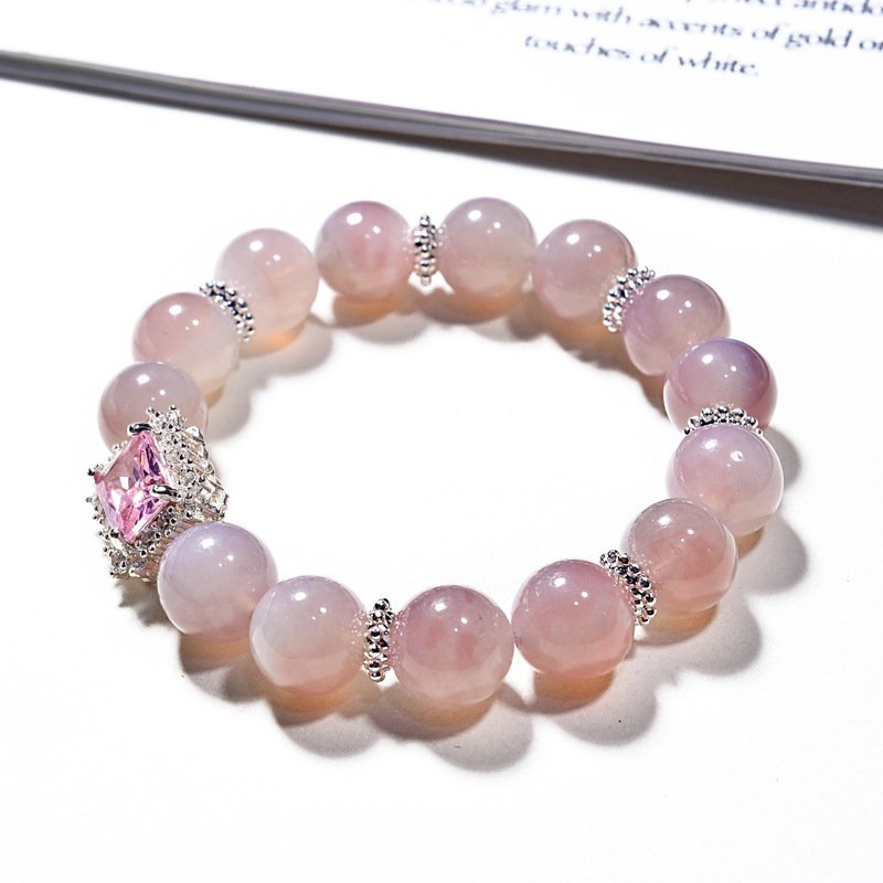 Natural Purple Madagascar Rose Quartz Bracelet with Micro Paving – Elegant and Unique