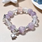 New Natural Purple Rabbit Hair Amethyst Bracelet with Butterfly Charm