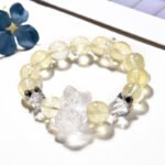 Yellow Crystal & White Quartz Bear Bracelet – Cute & Lucky