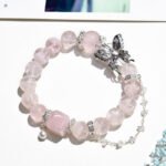 Natural Snowflake Quartz and Rose Quartz Bracelet