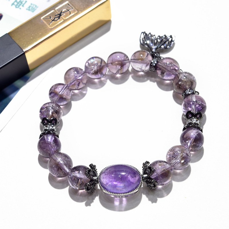 Amethyst and Purple Crystal Beaded Bracelet