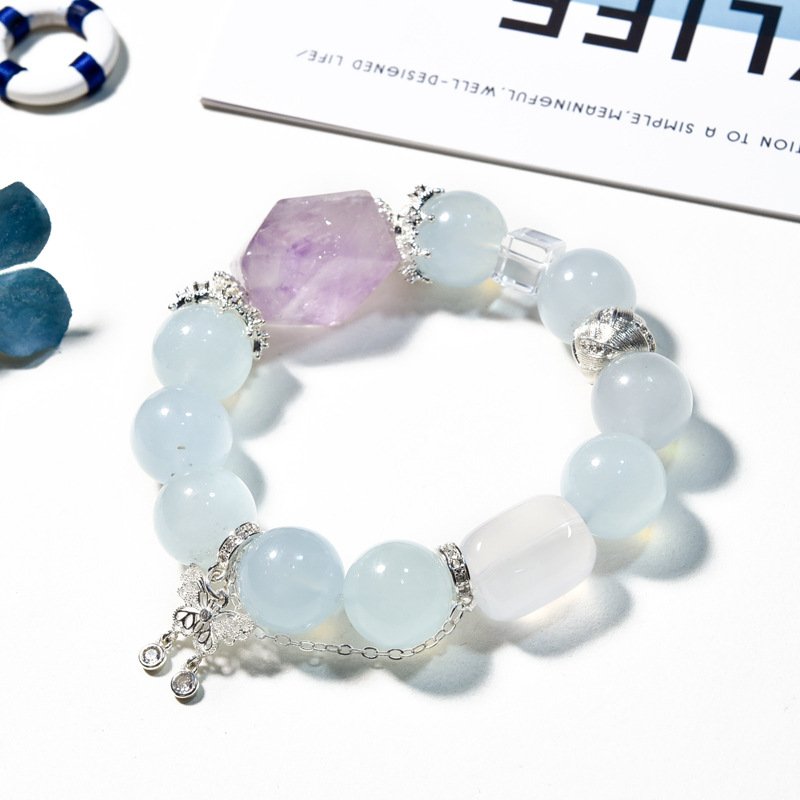 Original Natural Aquamarine and Amethyst Bracelet