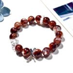 Natural Red Crystal and Red Flower Quartz Bracelet