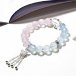 Natural Pink Quartz and Aquamarine Beaded Bracelet