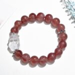 Natural Strawberry Quartz and White Crystal Little Dragon Girl Bracelet