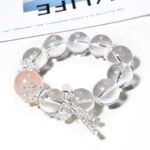 Natural White Quartz & Pink Crystal Bracelet