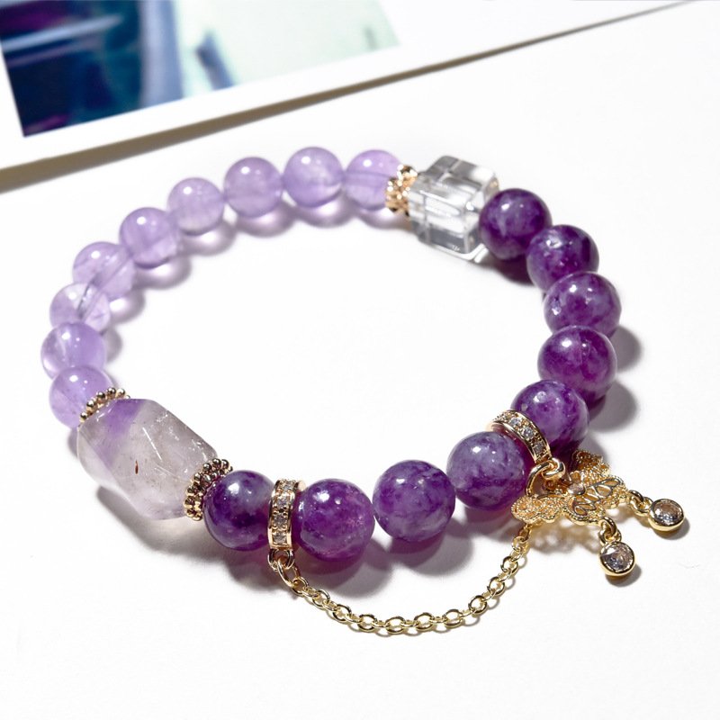 Natural Lavender Amethyst & Lepidolite Bracelet