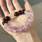 Natural Purple Rabbit Hair Crystal Bracelet with Ice Obsidian