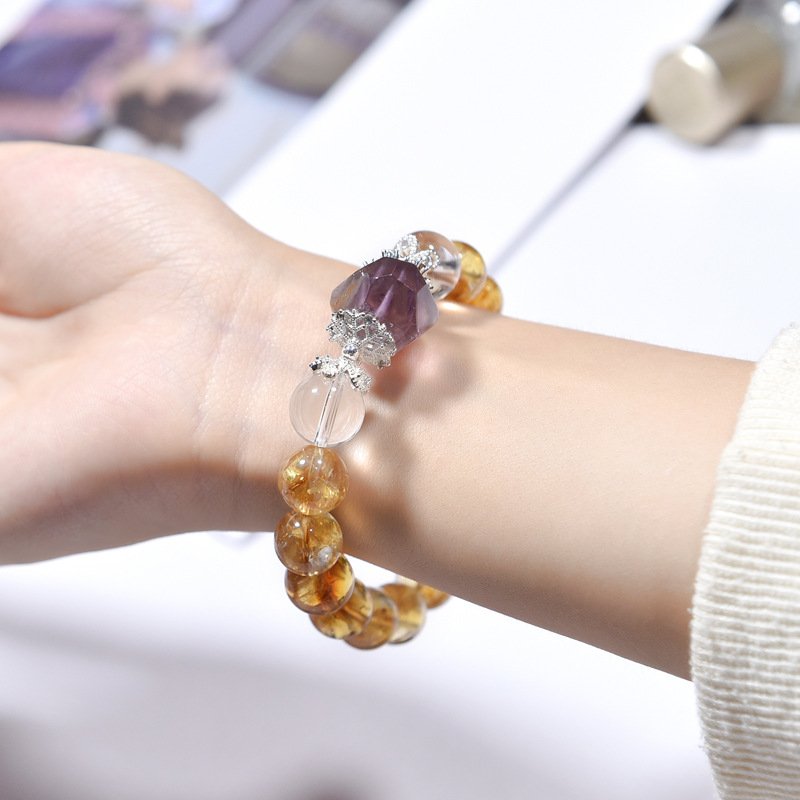 Natural Yellow Azeztulite Crystal Bracelet