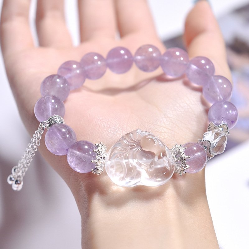 Natural Lavender Amethyst Fox Bracelet – New Oriental Style