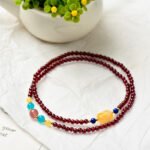 Triple Strand Garnet Crystal Bracelet with Amber