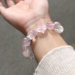 Natural Heart Shaped Pink Quartz Bracelet