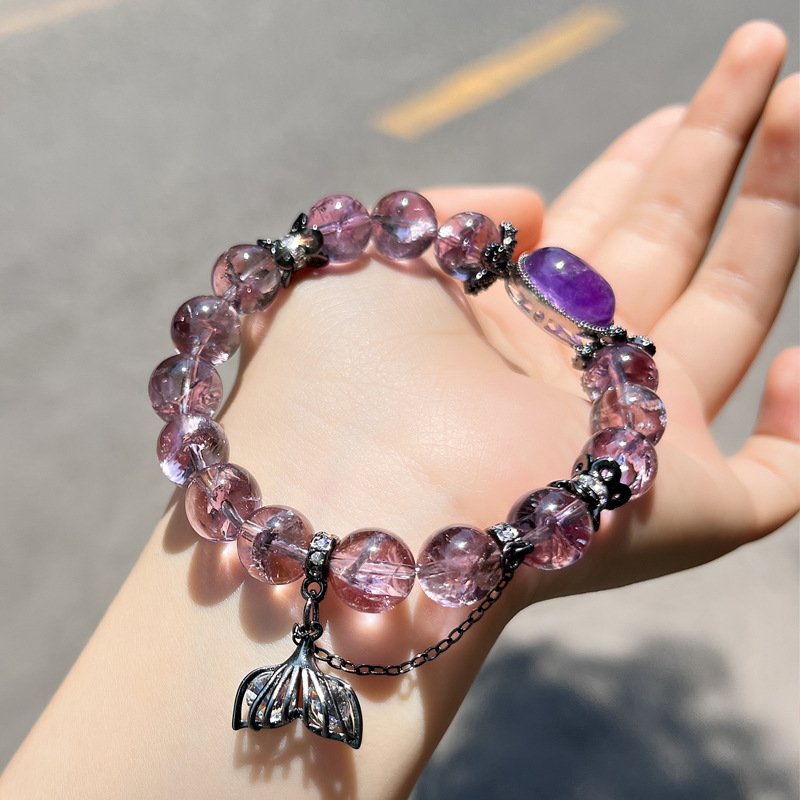 Amethyst and Purple Crystal Beaded Bracelet