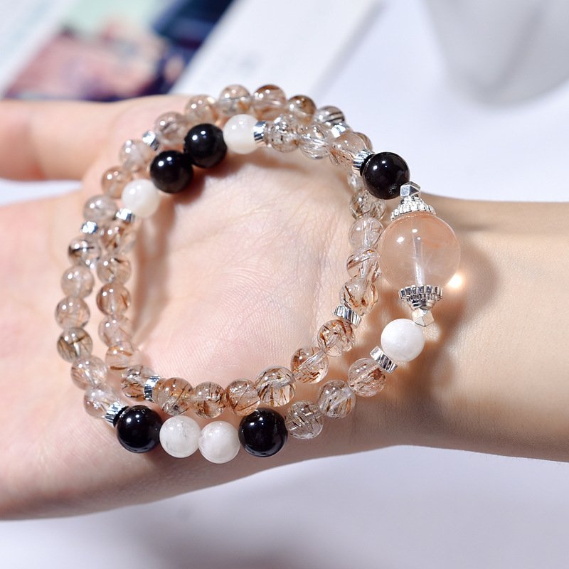 Natural Black Gold Super Seven Crystal Multi-Layer Bracelet