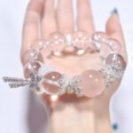 Natural White Quartz & Pink Crystal Bracelet