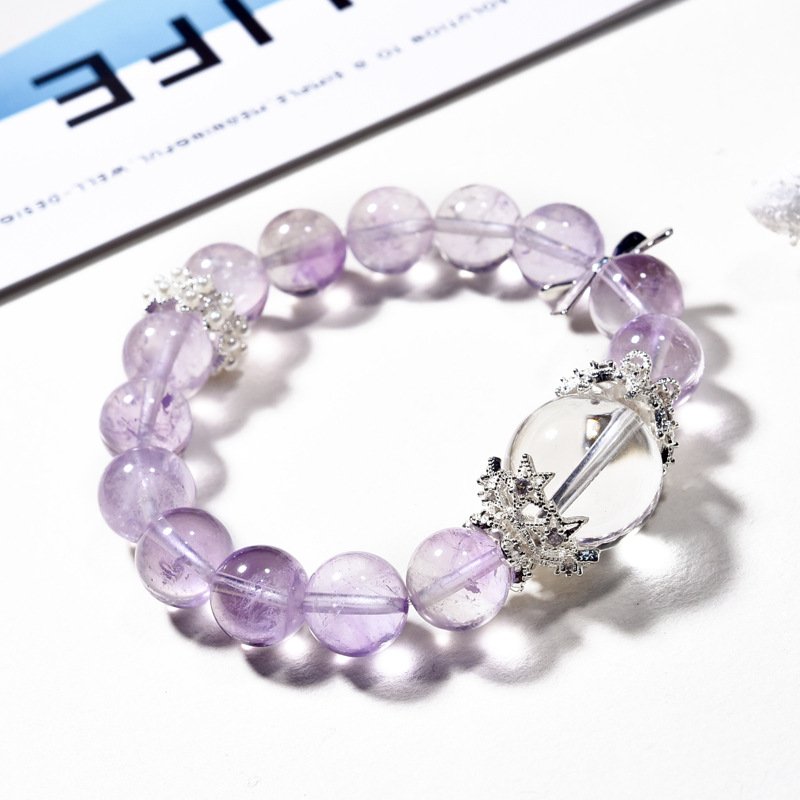 Lavender Amethyst & White Crystal Bracelet