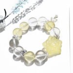 Natural White Crystal Bracelet with Lemon Yellow Nine-Tailed Fox Pendant