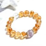 Natural Yellow Asai Crystal Bracelet with Purple Rabbit Fur