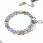 Gray Moonstone Bracelet with Color-Preserving Butterfly Decoration