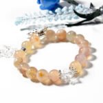 Natural Cherry Blossom Agate Crystal Bracelet with Butterfly – Unique Design