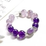 Amethyst Bracelet with Purple Rabbit Hair Crystal and Cabochon Design