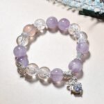 New Natural Purple Rabbit Hair Amethyst Bracelet with Butterfly Charm