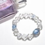 Natural White Crystal Bracelet with Aquamarine Accents