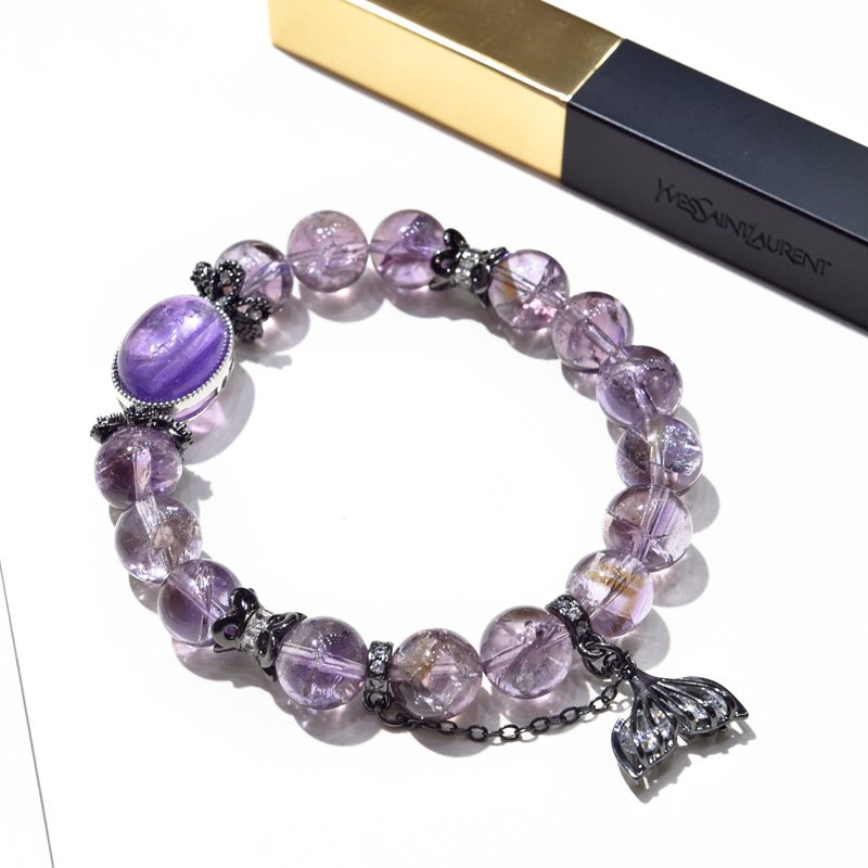 Amethyst and Purple Crystal Beaded Bracelet