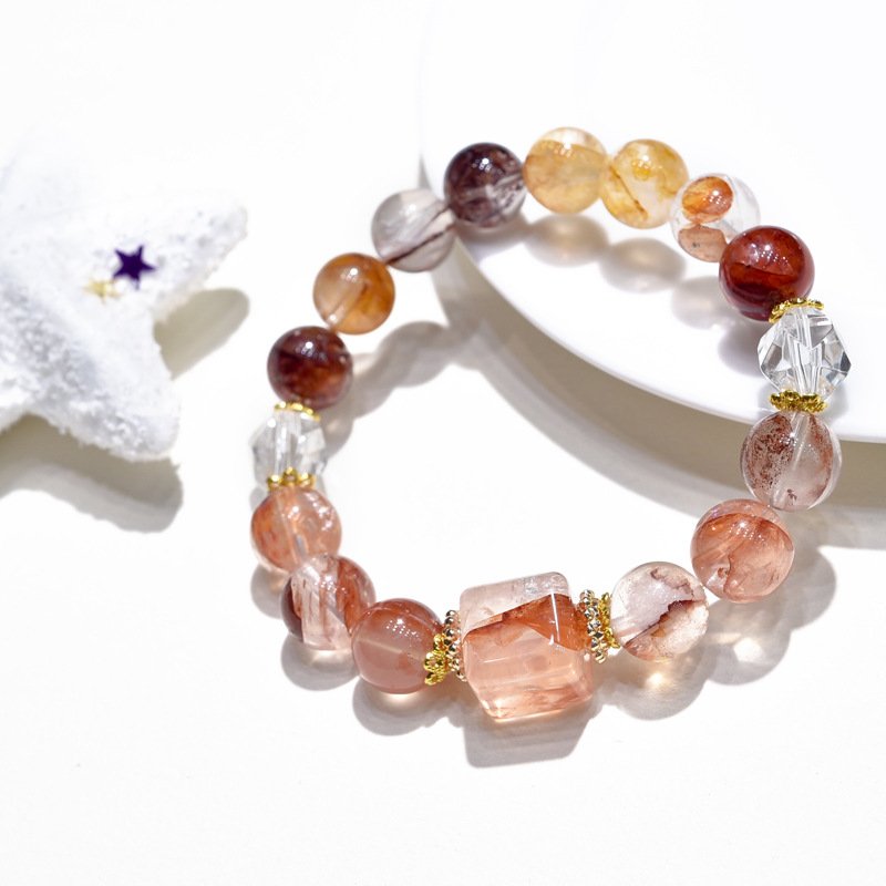 Natural Red Flower Quartz Bracelet